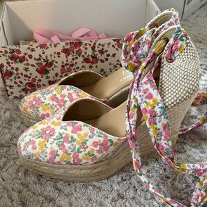 LoveShackFancy Multicolor Floral Espadrilles